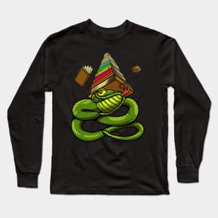 Cartoon snake with pile of books - bookworm Long Sleeve T-Shirt